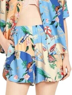 Old Navy NWT Demi Ellie Beach Scene Boardshorts Size Large Resort Wear